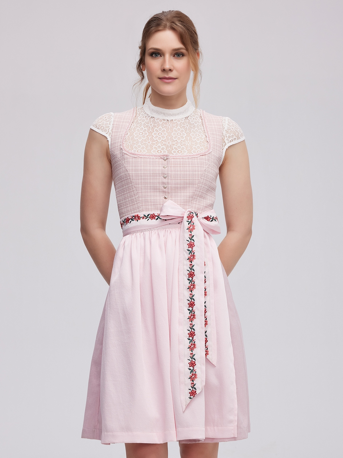 Modernes Dirndl in Grün-Beige