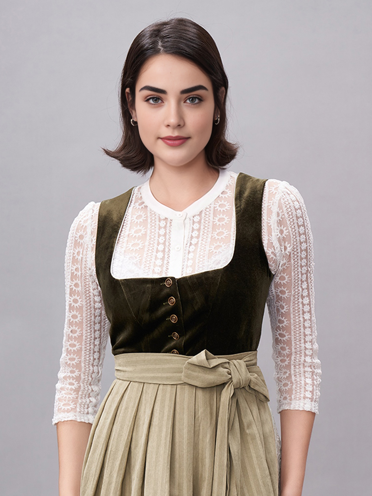 Dirndl in rosa Samt-Optik