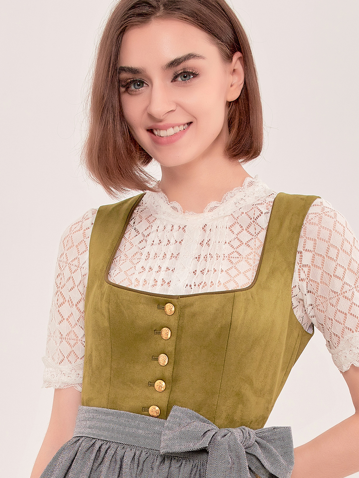 Braun Blaues Dirndl mit modernem Schnitt