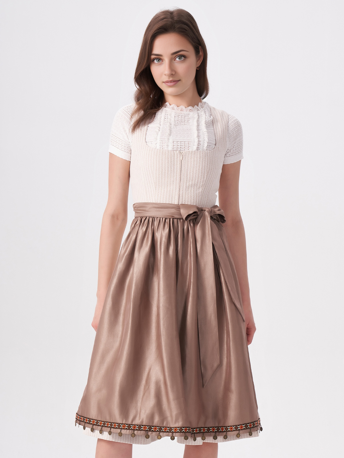 Samt Dirndl Grün in natürlichem Licht