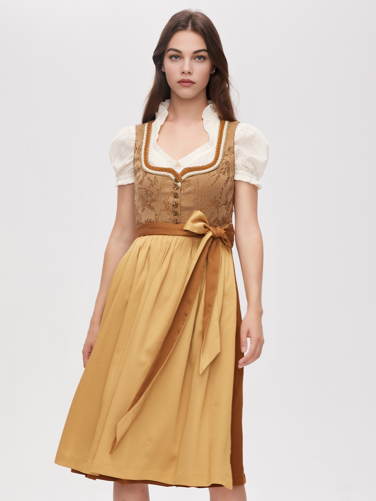 Modernes Dirndl mit Reißverschluss in Gelb