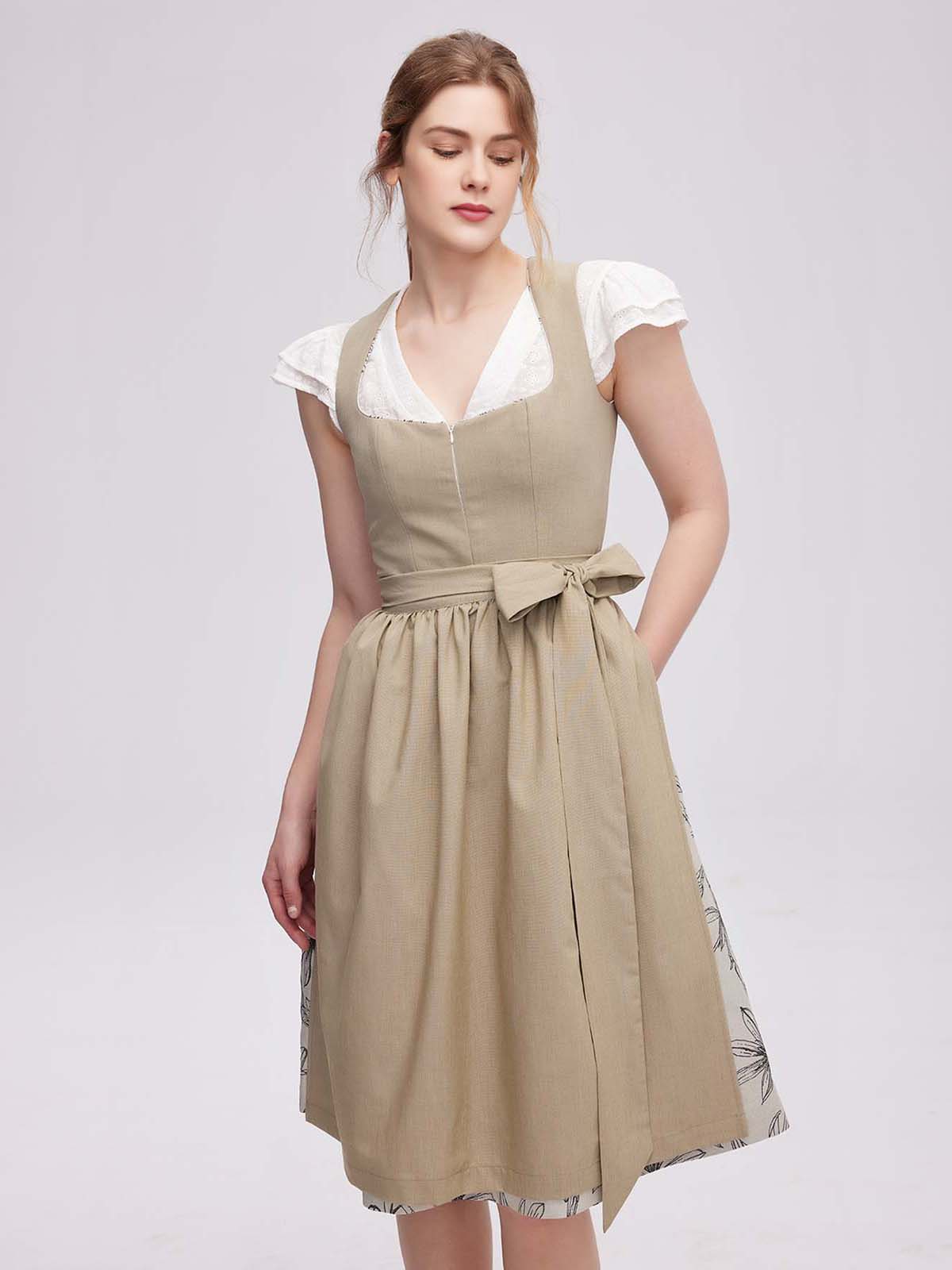 Modernes Dirndl in Grün mit schlankem Schnitt